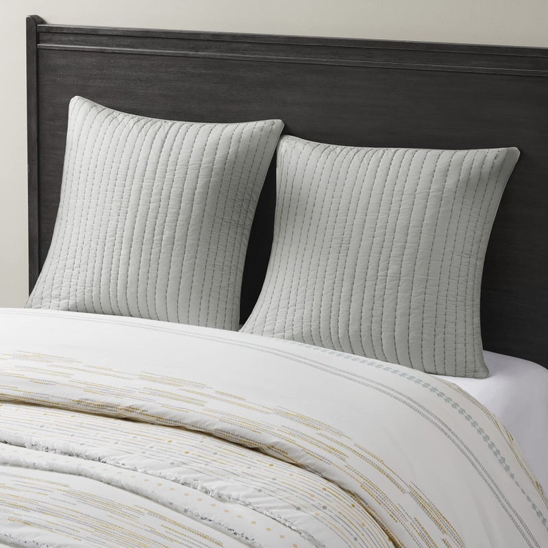 INK+IVY Pillow Euro Sham  26""x26""  Quilted Grey - Image 4
